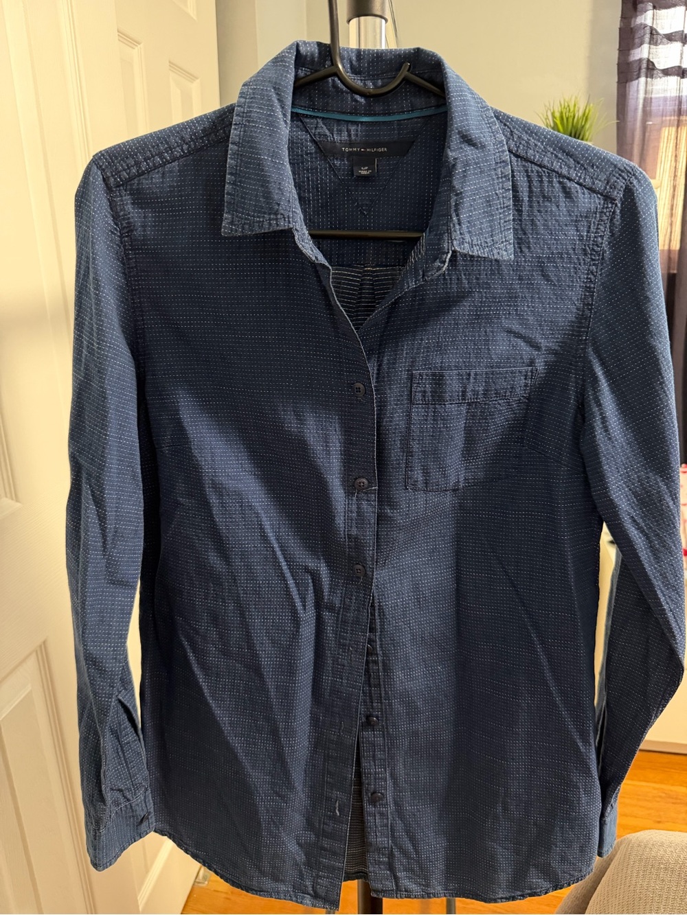 Tommy Hilfiger Navy Blue Long-Sleeve Button-Down Shirt
